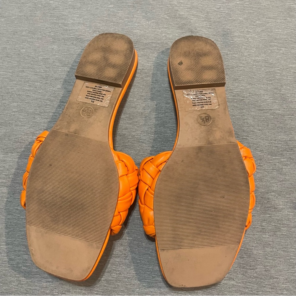 A New Day Carissa Woven Slide Sandals 8.5 Orange Square Toe Braided - Picture 4 of 5